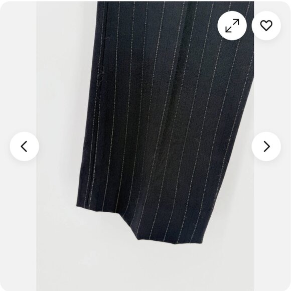 DKNY NAVY BLUE PINSTRIPE WOOL HIGH WAIST PANTS 4 NWOT - Picture 2 of 8